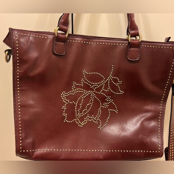 Patricia Nash Leather Angela Studded Floral tote Purse bag Satchel - Picture 1 of 12